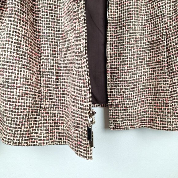 100% Silk Tweed Blazer Jacket Size 14. Pink White Brown Boucle Elana by Tanner - Picture 13 of 16